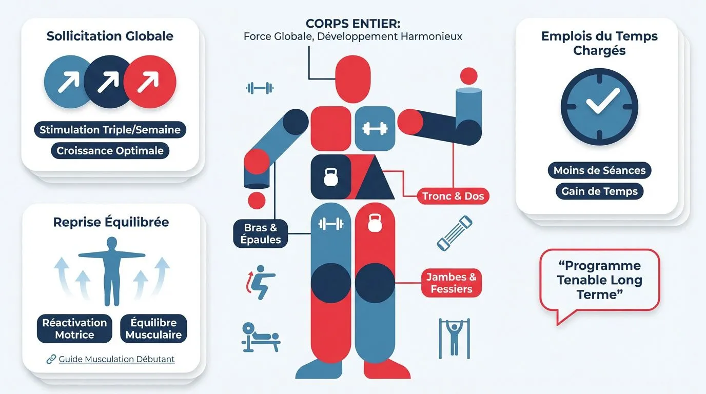 Infographie montrant la fréquence d'entraînement et l'équilibre musculaire en full body