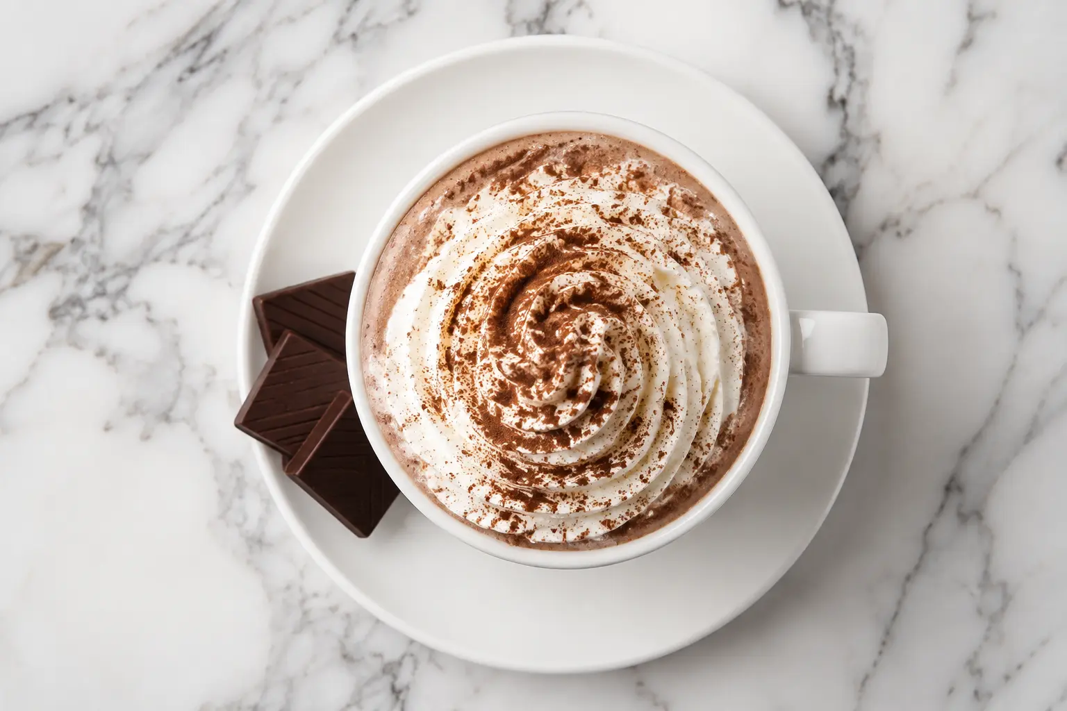 Vue rapprochée du chocolat viennois protéiné montrant la texture crémeuse de la mousse