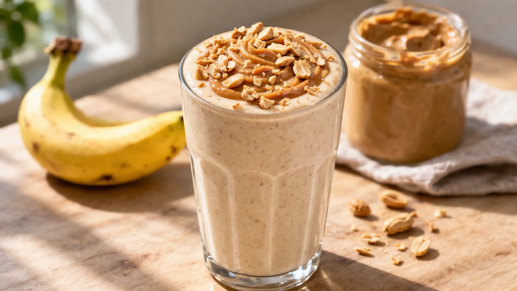 Milkshake Protéiné Banane Beurre de Cacahuète