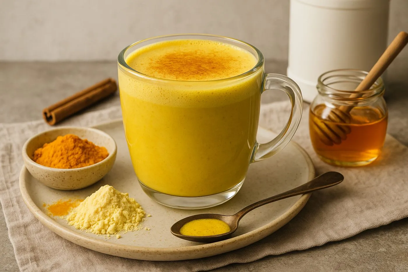 Lait doré protéiné au curcuma et miel
