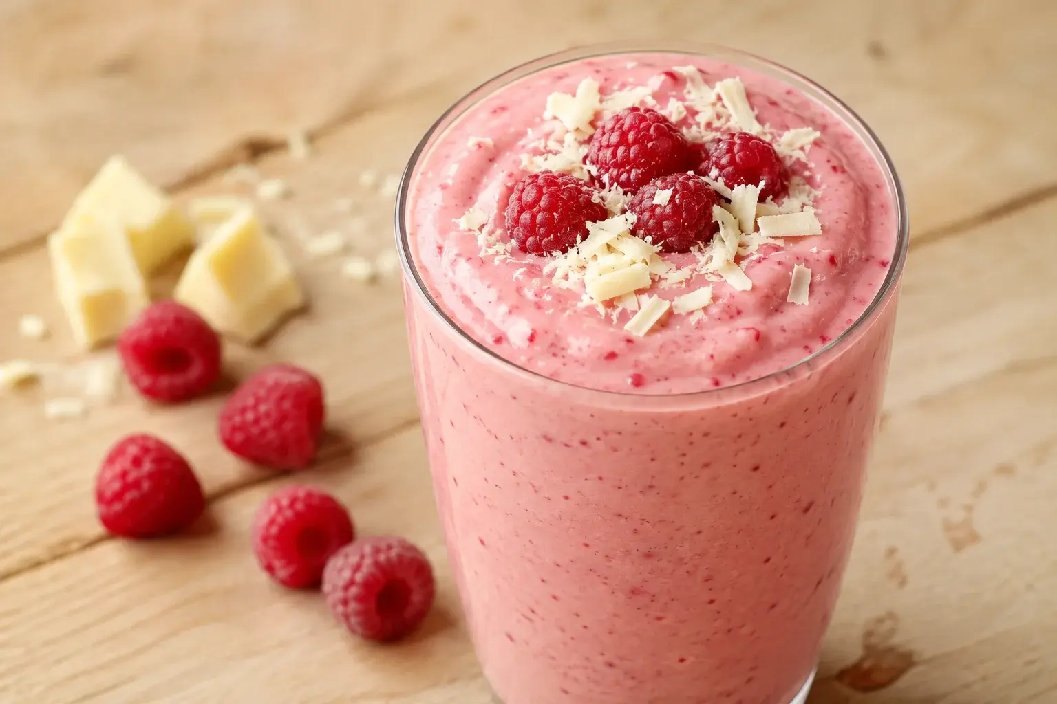 Smoothie chocolat blanc-framboise protéiné