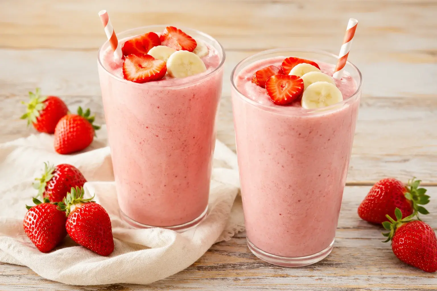 Smoothie fraises-banane protéiné