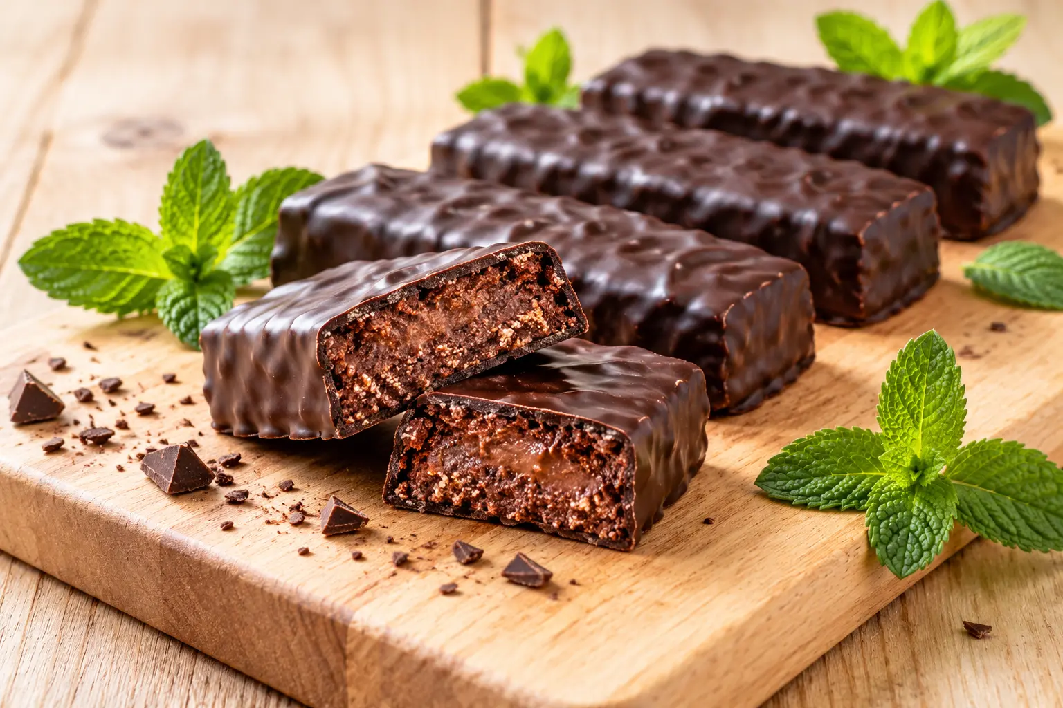 Barres chocolat-menthe protéinées