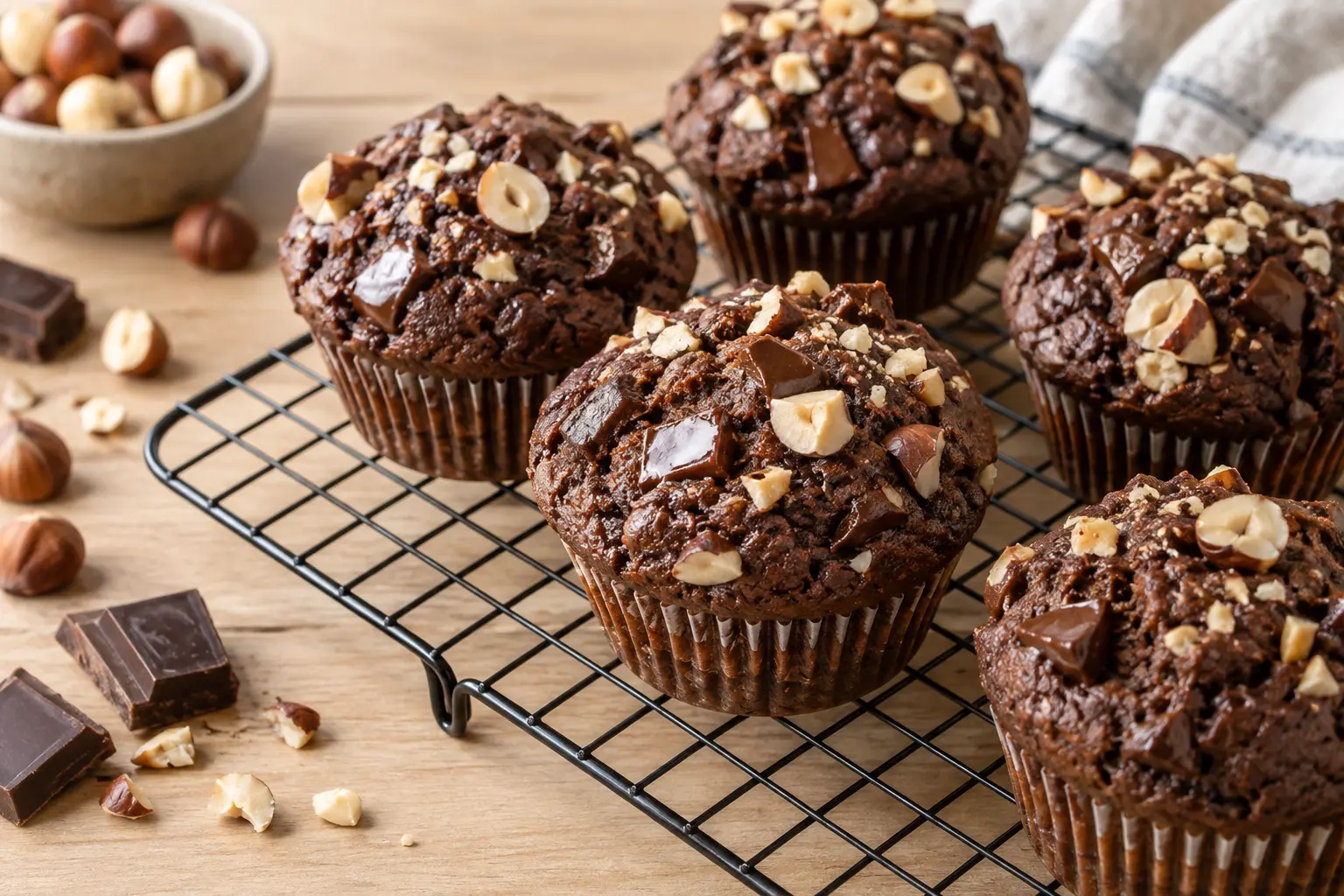 Muffins chocolat-noisette protéinés