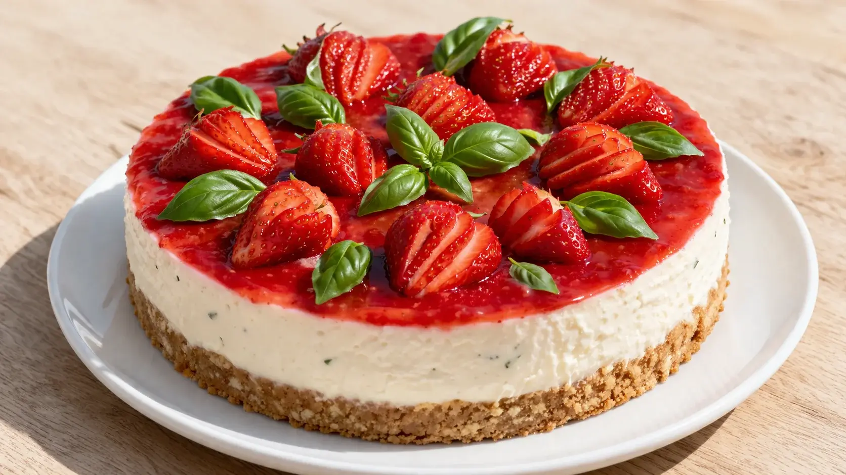 Cheesecake fraises-basilic protéiné