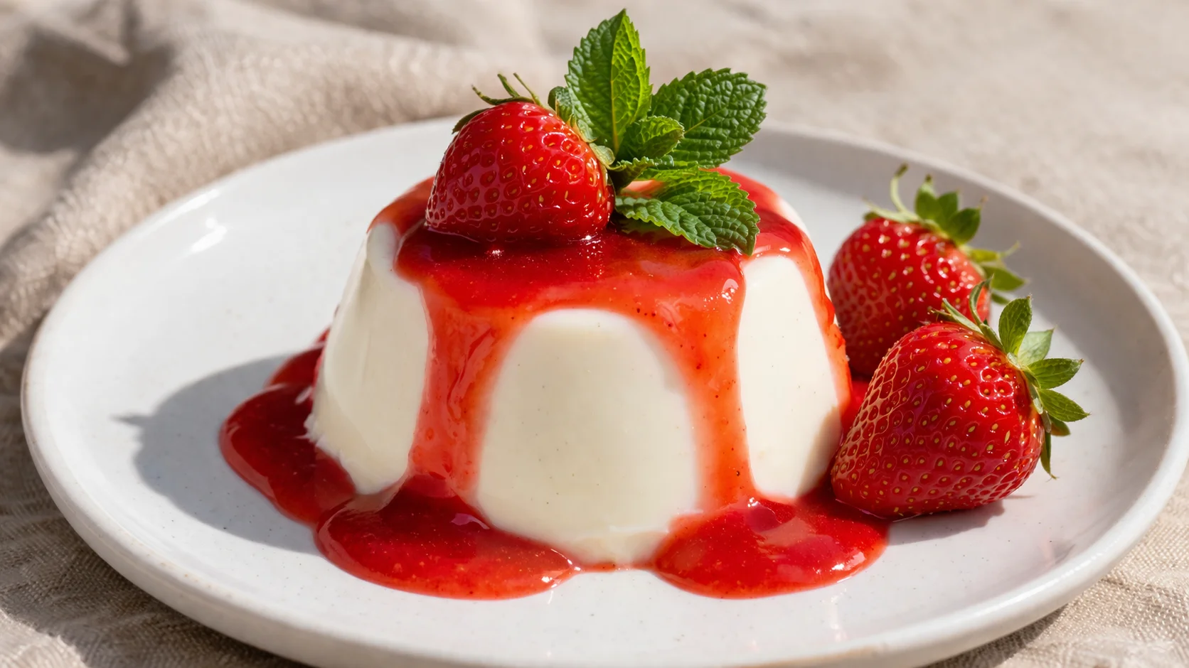 Panna cotta protéinée aux fraises