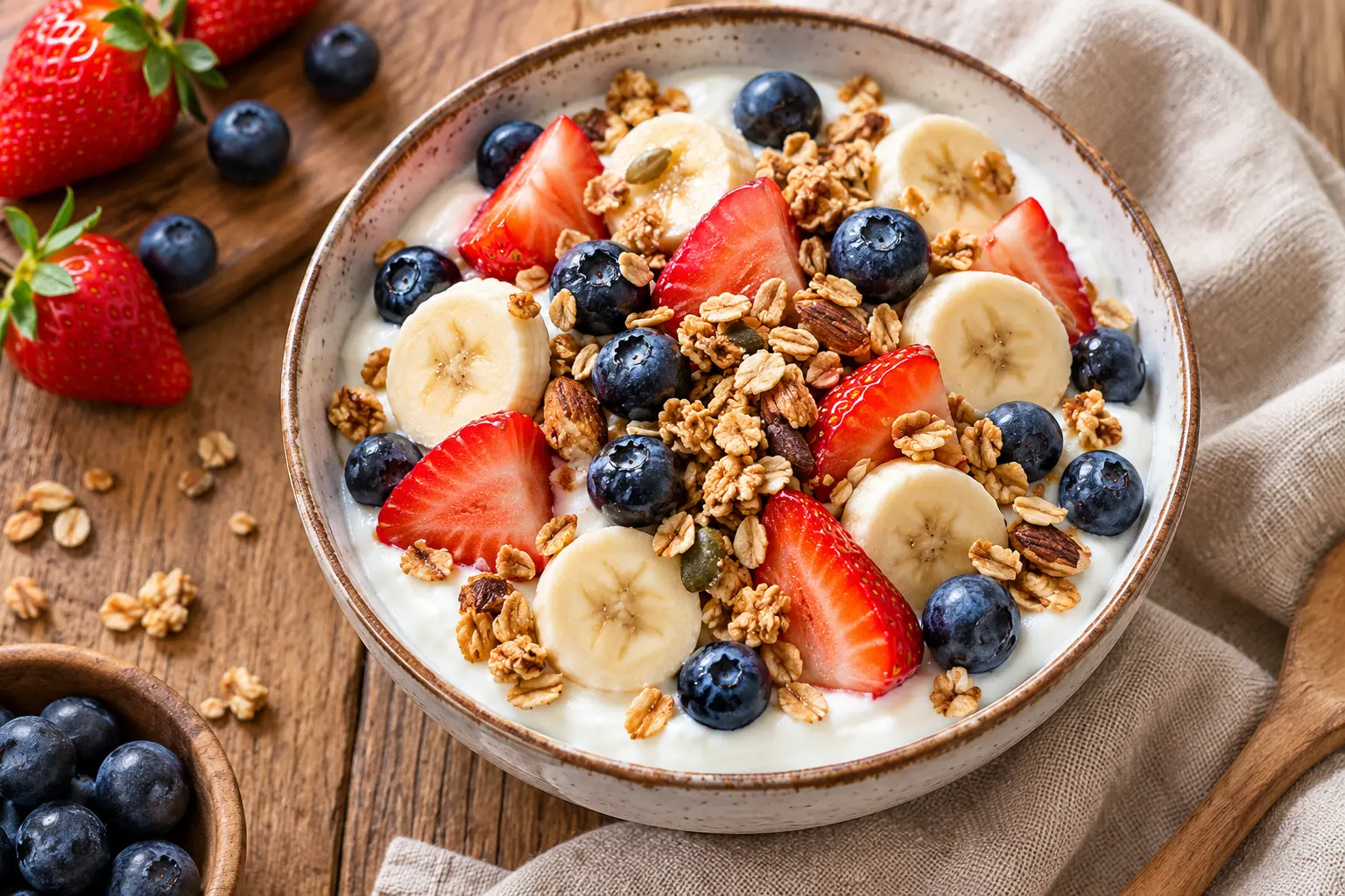 Yaourt grec bowl fruits et granola