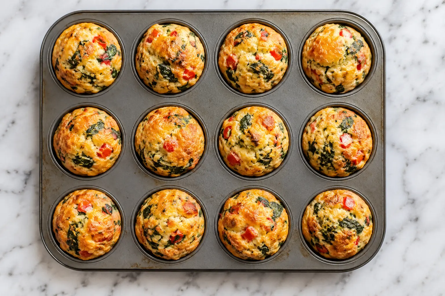 Muffin tofu-légumes coupé en deux montrant la texture moelleuse et les morceaux de légumes