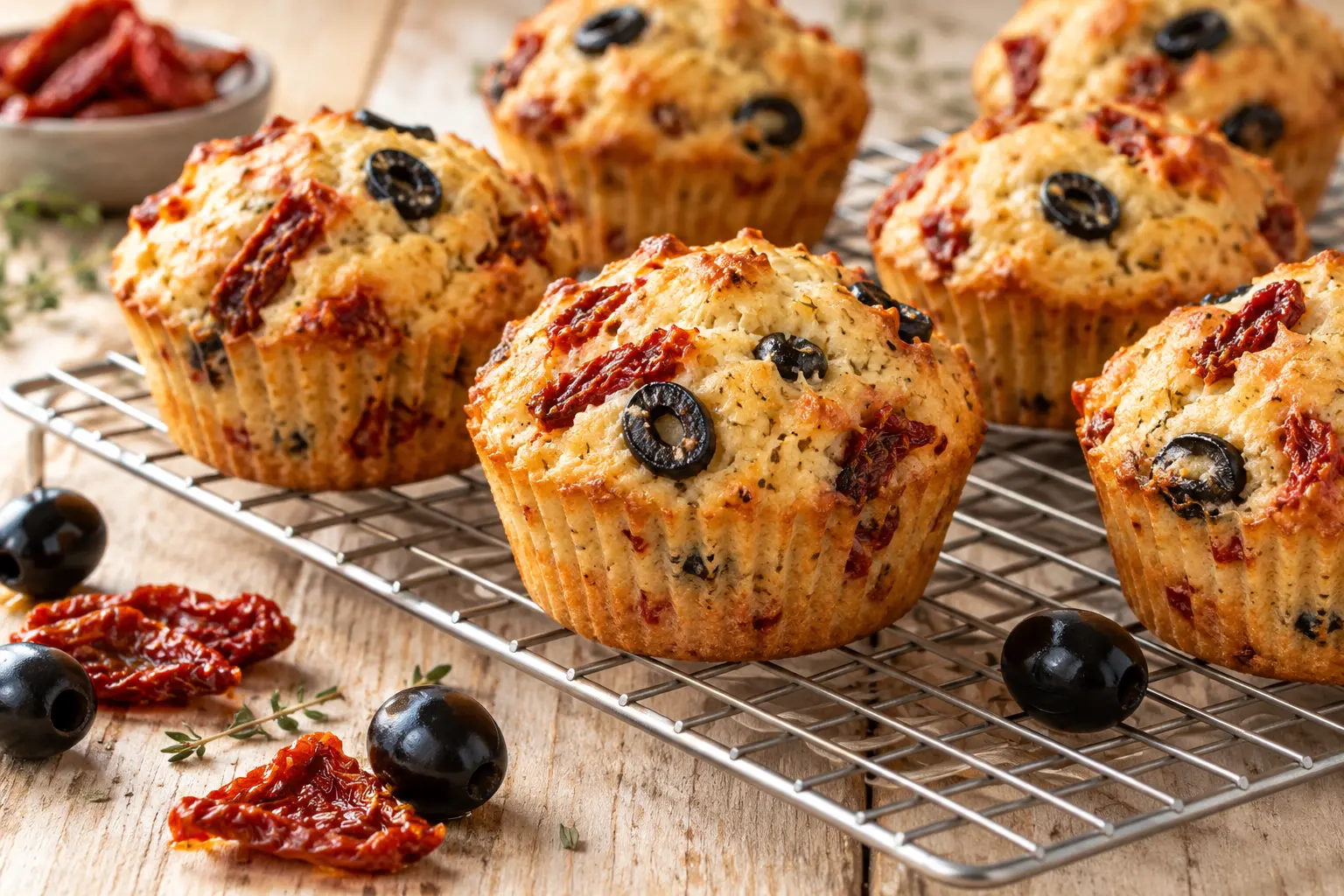 Muffins tomates-olives protéinés