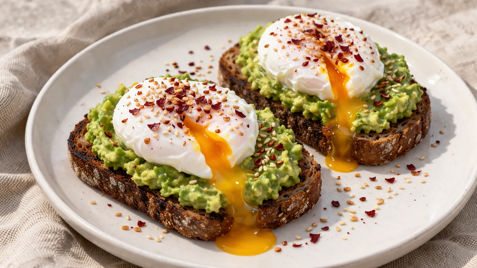 Œufs pochés sur toast d'avocat