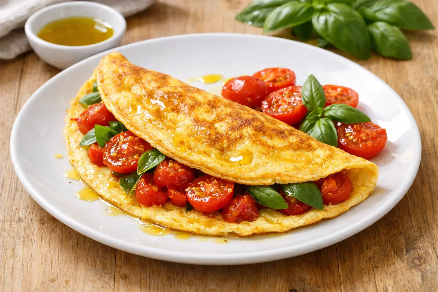 Omelette tomates-basilic protéinée