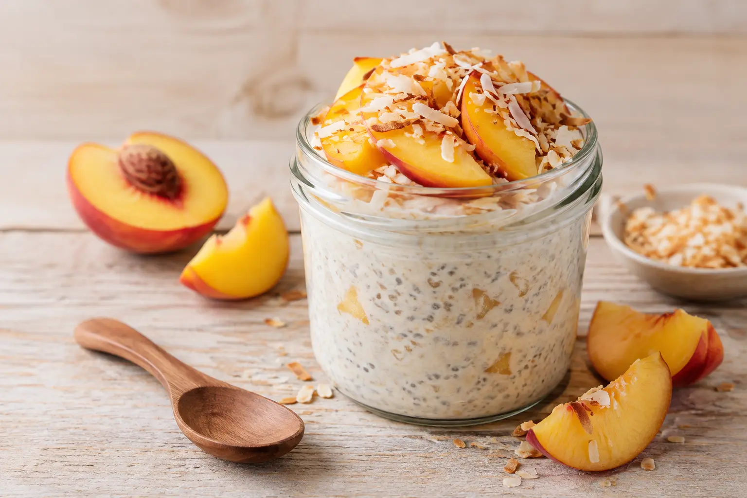 Overnight oats pêche-coco