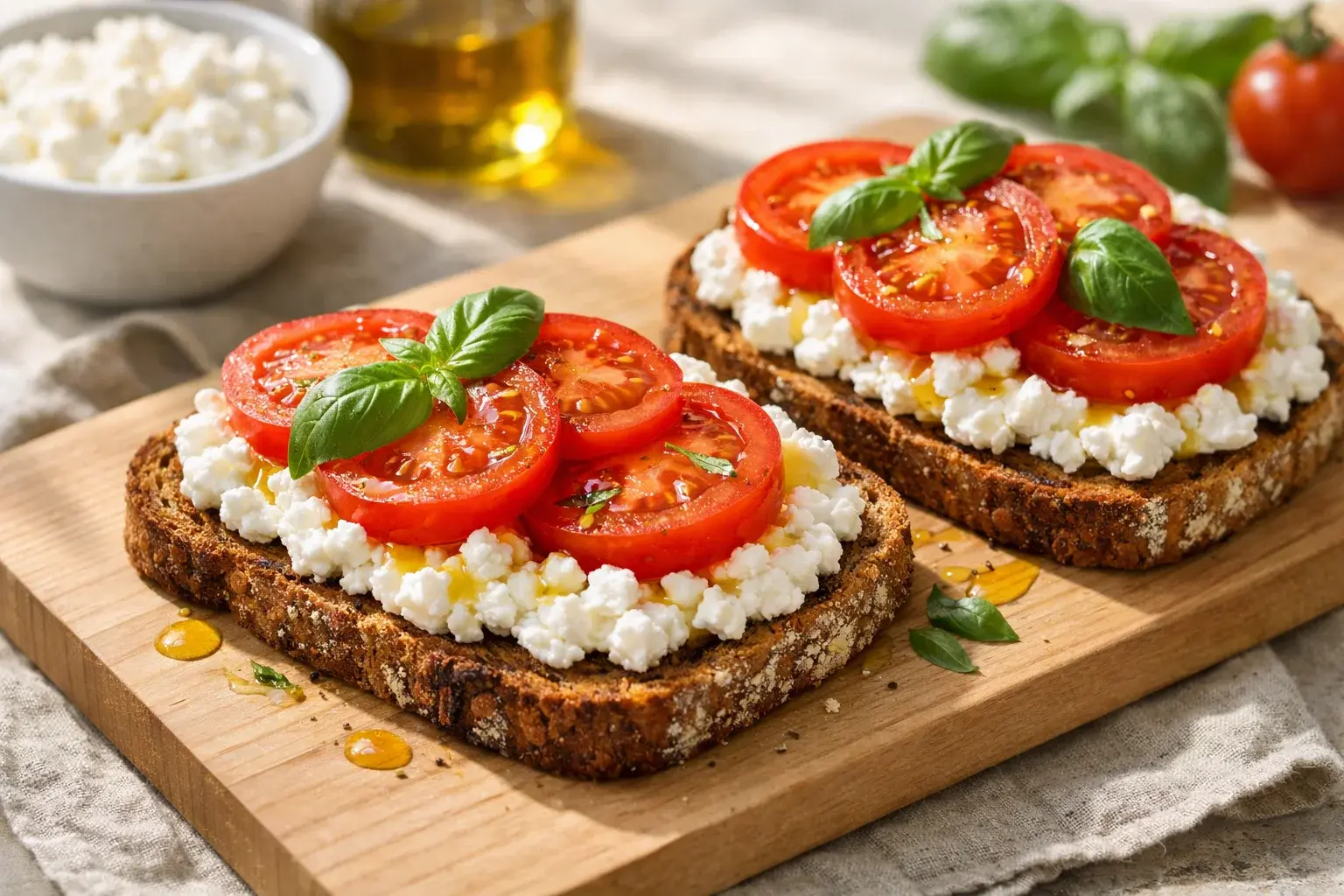 Tartine cottage cheese tomates protéinée