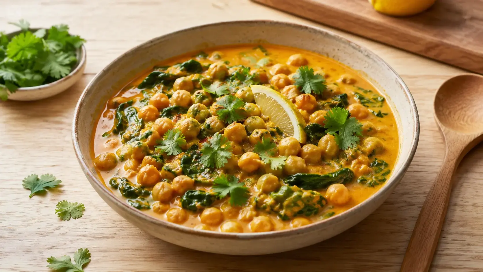 Curry de pois chiches aux épinards