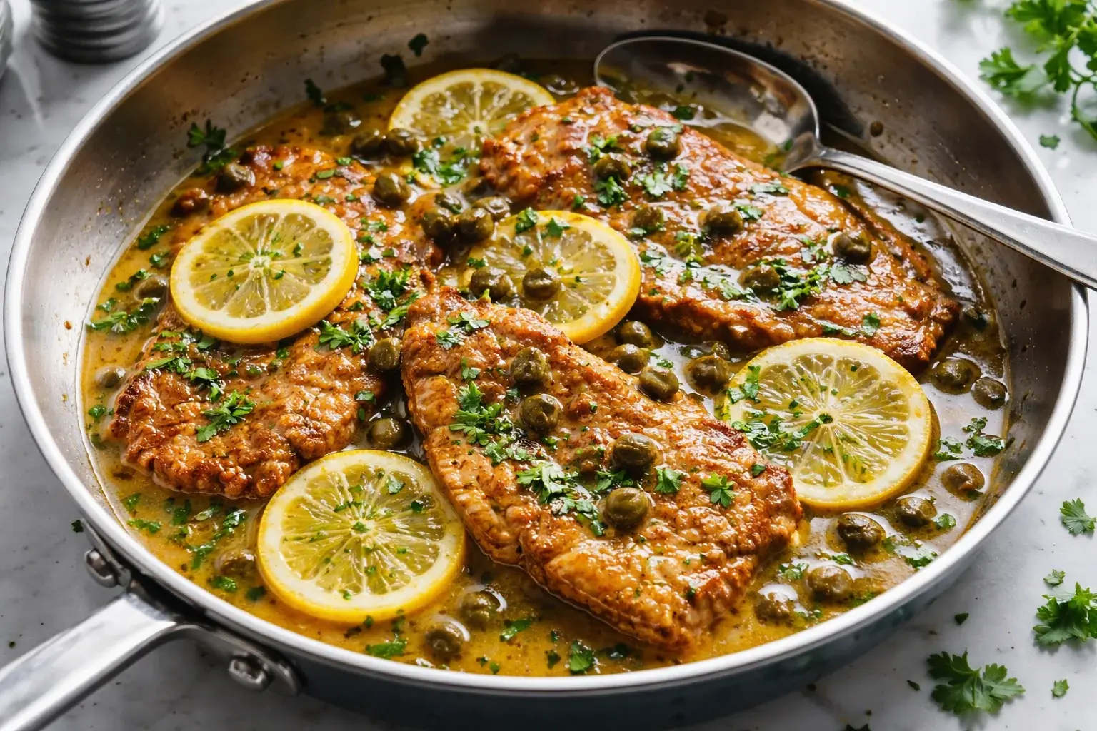 Escalopes de veau sauce piccata citronnée
