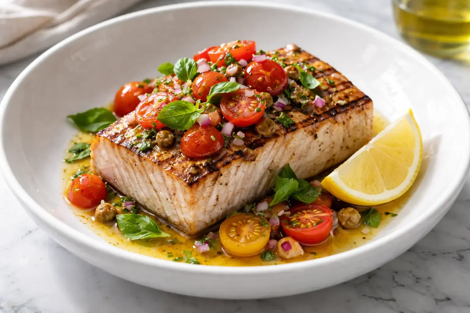 Espadon grillé sauce vierge