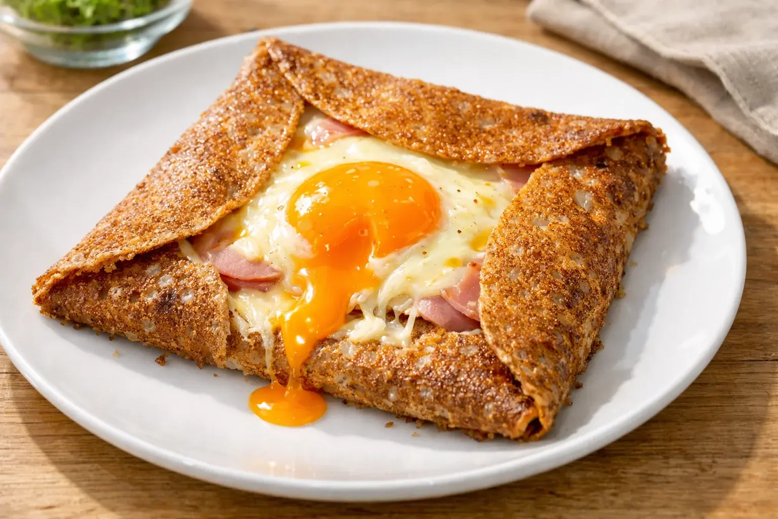 Galettes de sarrasin jambon-œuf-fromage protéinées