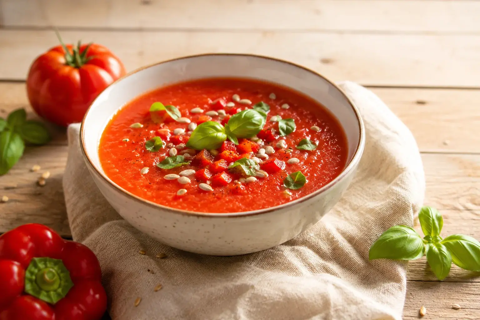 Gaspacho tomates-poivrons estival