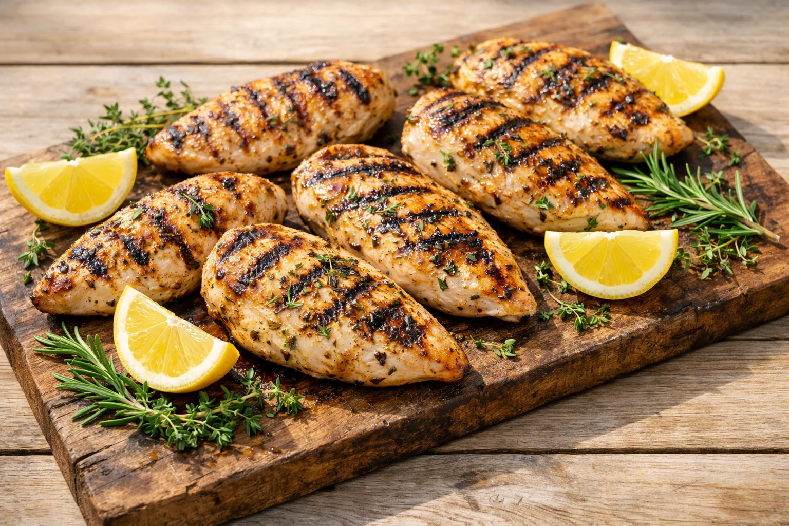 Poulet grillé mariné au citron et herbes