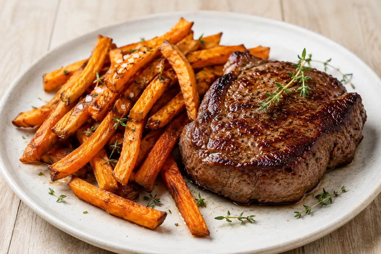 Steak frites de patate douce