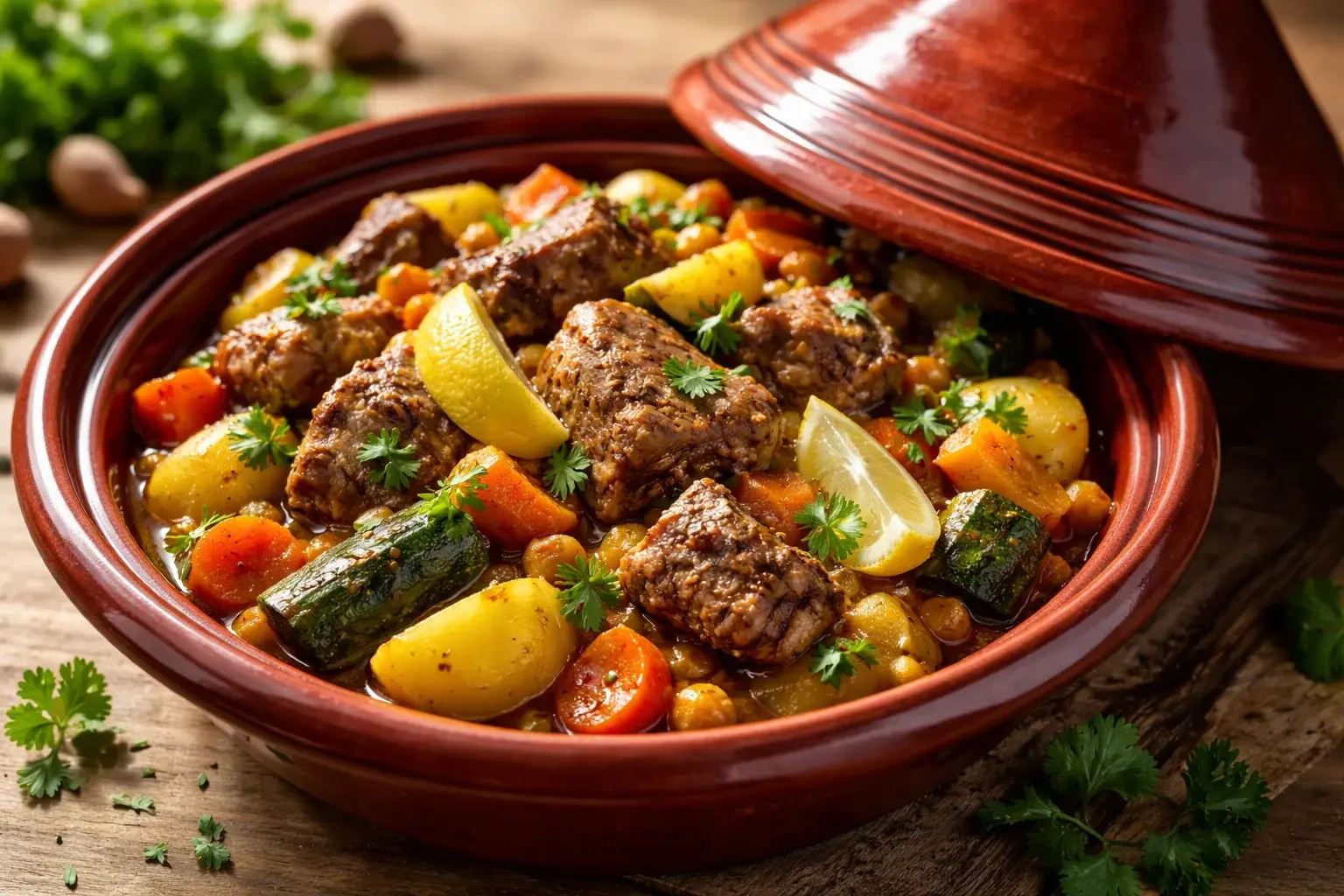 Tajine d'agneau aux légumes et épices